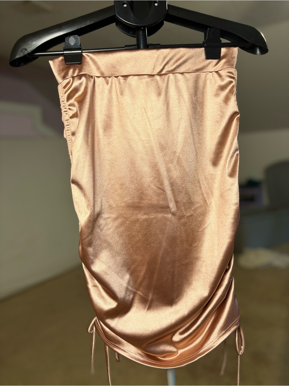 Windsor Rose Gold Satin Mini Skirt